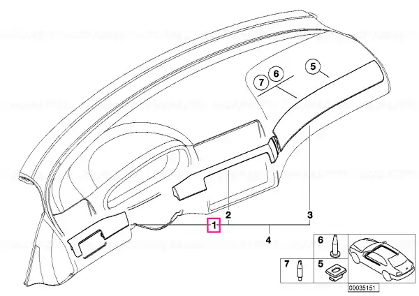 Reducere extra Decorative strip, alum., I-panel, left SILVER CUBE - BMW