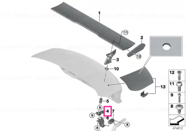 Chilipir Adapter rear spoiler left - BMW