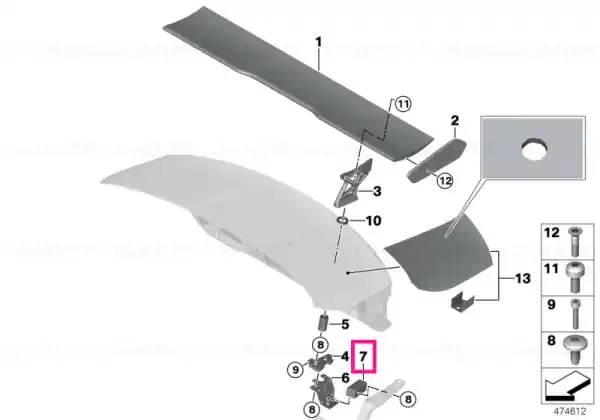 Preț redus Adapter tailgate hinge left - BMW