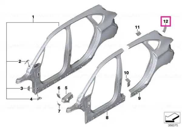 Ultima șansă Reinforcement plate, D-pillar, left - BMW