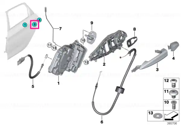 Door handle, primed, outer left - BMW Cumpără acum