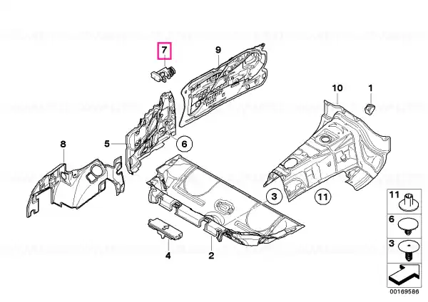 Sound insulation, left B-pillar - BMW Plată sigură