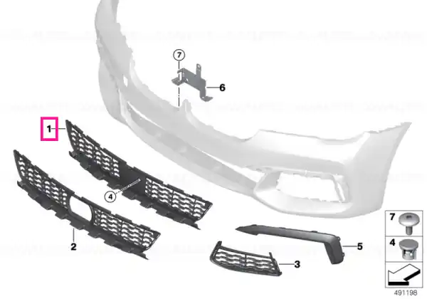 Grille, air inlet, middle M - FFR - BMW Discount