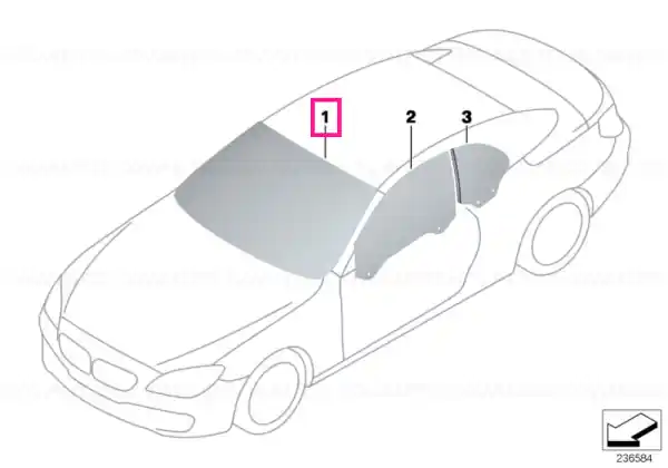 Green windshield, grey schade band - BMW Ofertă