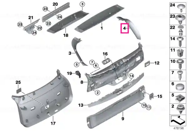 Right panel tail lid ANTHRAZIT - BMW Ofertă exclusivă