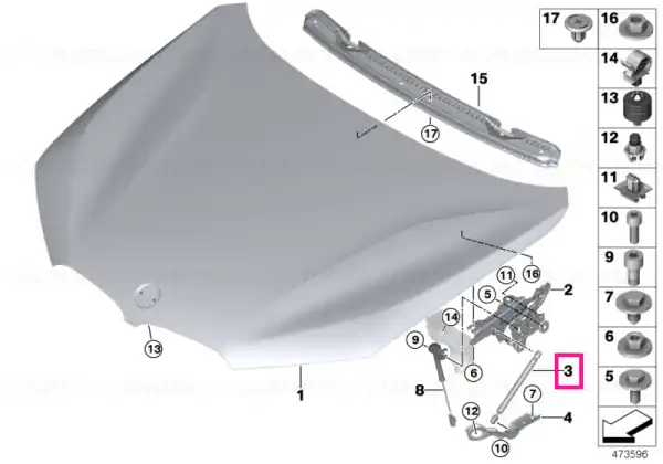 Gas-filled strut, engine-compartment lid - BMW Reducere extra