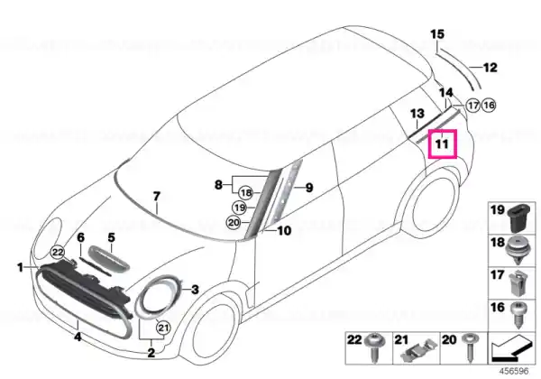 Ofertă de sezon Moulding, side panel, rear right - BMW - Mini