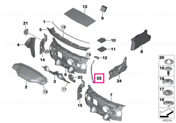 Etanșare cadru lateral stânga - BMW Reduceri