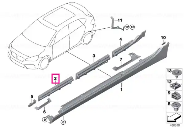Retaining strip, sill, front right - BMW Premium
