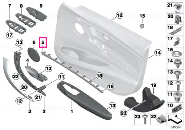 Comandă acum Accent strip, front left SCHWARZ HOCHGL. - BMW