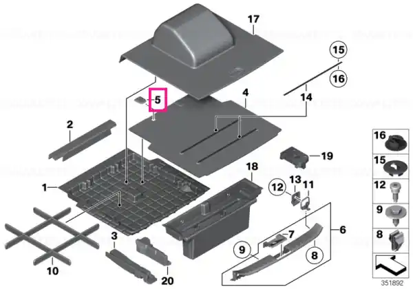 Retur ușor Mucket, floor panel, luggage compartment - BMW