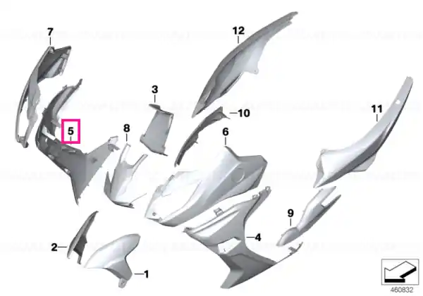 Ultima șansă Fairing side panel, front right DARK SLATE - BMW Motorrad