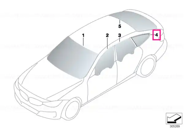Bestseller Side window, rigid, rear left SCHWARZ HGL - BMW
