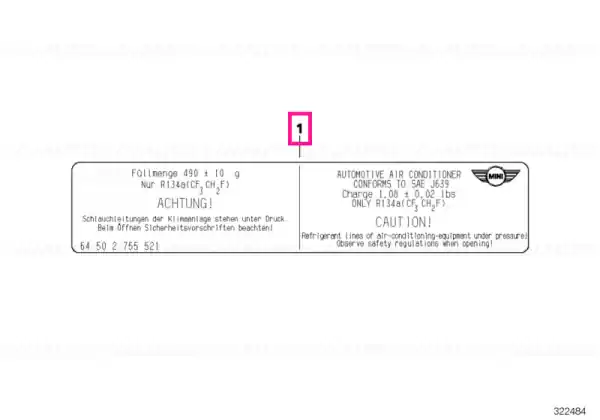 Transport gratuit Label, coolant 490+/-10G - BMW - Mini