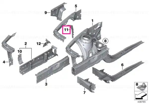 Right supporting strut reinforcement - BMW Plată sigură
