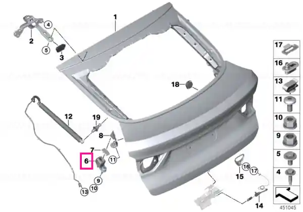 Stop, trunk lid, left - BMW Reducere specială