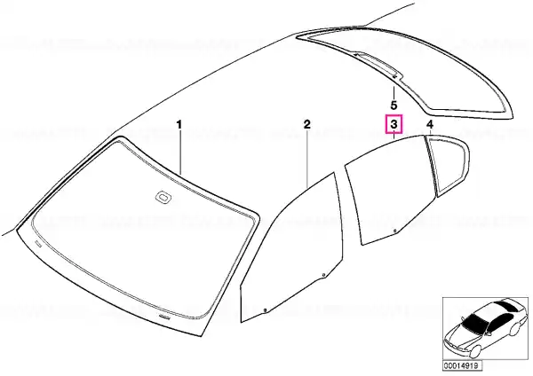 Side window, green, door, rear left - BMW Ieftin