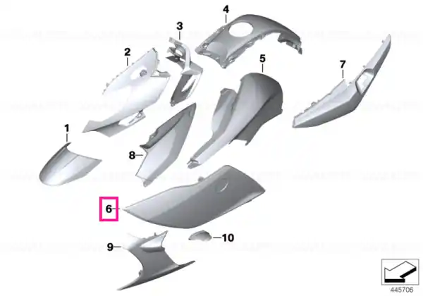 Fairing side section, right OCEAN-BLUE - BMW Motorrad Cumpărături sigure