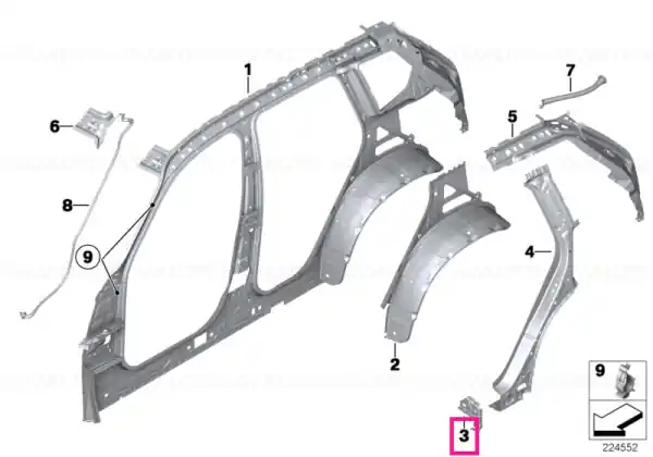 Bulkhead, sill, front - BMW Retur ușor