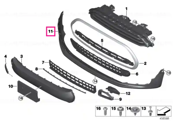 Premium Black band spoiler, front - BMW - Mini