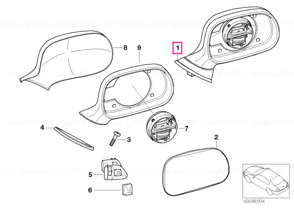 Retur ușor Left painted el.exterior heatable mirror CODE - UNI/MET. - BMW