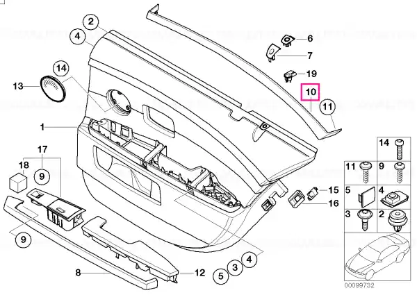 Retur ușor Door fibre-optic decor strip, rear right TITAN87 - BMW