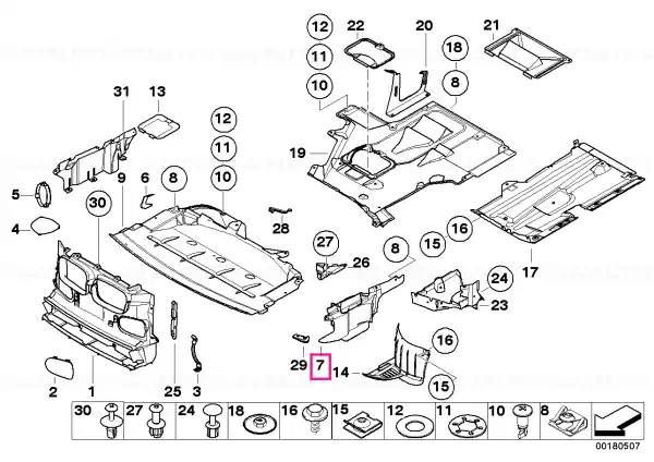 Cumpărături sigure Lateral left engine compartm.screening - BMW