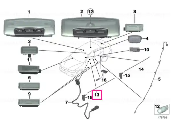 Optical conductor, door, front top right - BMW Comandă acum