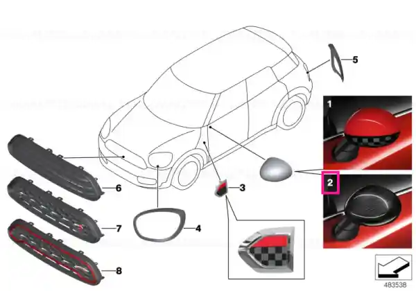 Ieftin Outside mirror shroud, Carbon, lft, RHD JCW - BMW - Mini