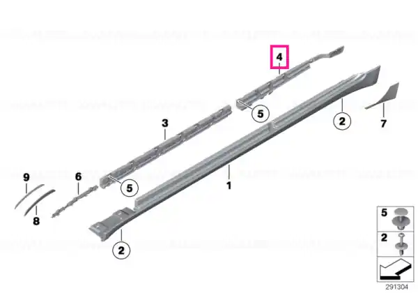Preț promoțional Retaining strip, sill, rear left - BMW