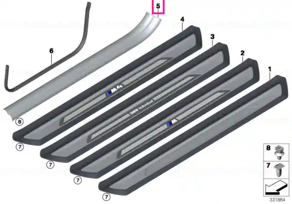 Nu rata Bandă intrare interior stânga SCHWARZ - BMW
