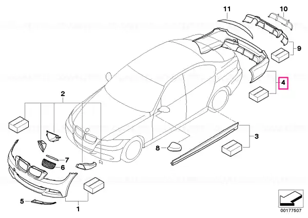 BMW Performance Aero Pack, rear, painted CODE UNI/MET. Nu rata