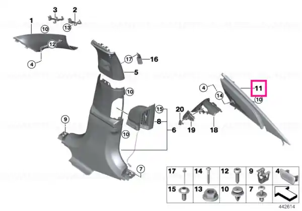 Super ofertă Ornament stâlp C, sus stânga ELFENBEINWEISS - BMW