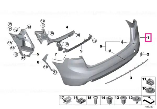 Panel, bumper, primed, rear - BMW Chilipir