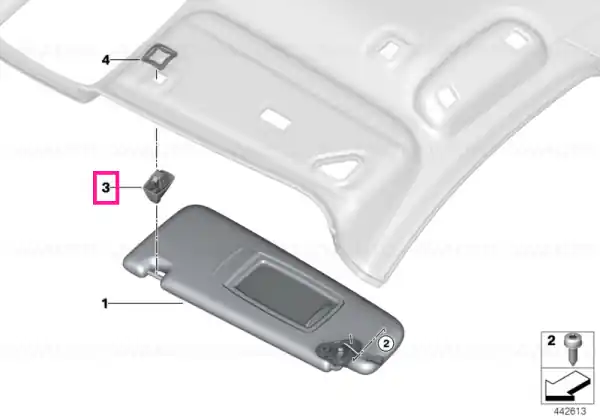 Doar azi Countersupport, sun visor ELFENBEINWEISS - BMW