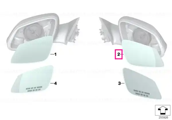 Mirror glass, heated, wide-angle, right CRTI - BMW Preț redus