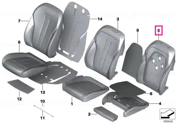 Foam section, comf. backrest, A/C, right - BMW Livrare rapidă
