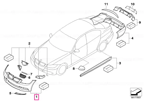 Expediere rapidă BMW Performance Aero Pack, front, pr. SIDEMARKER