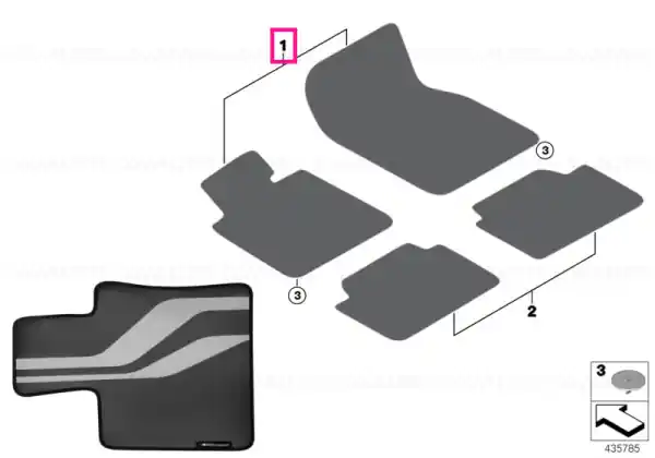 Floor mats Performance, front RHD - BMW Popular
