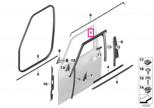 Window guide, right front door - BMW - Mini Bestseller