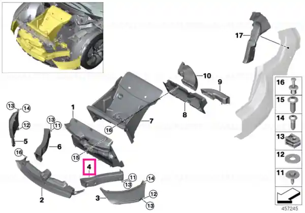 Doar azi Air duct, brake, left - BMW