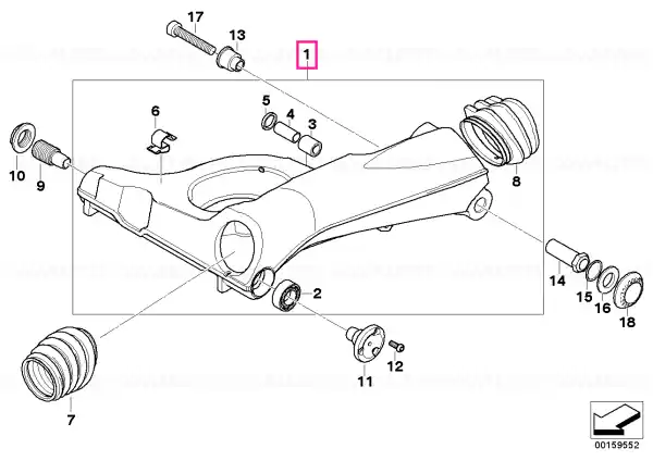 Rear wheel swinging arm, black - BMW Motorrad Bestseller