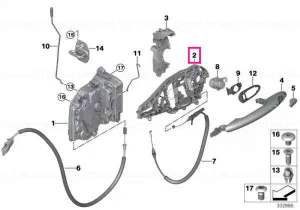 Ofertă specială Carrier, outside door handle, right - BMW - Mini