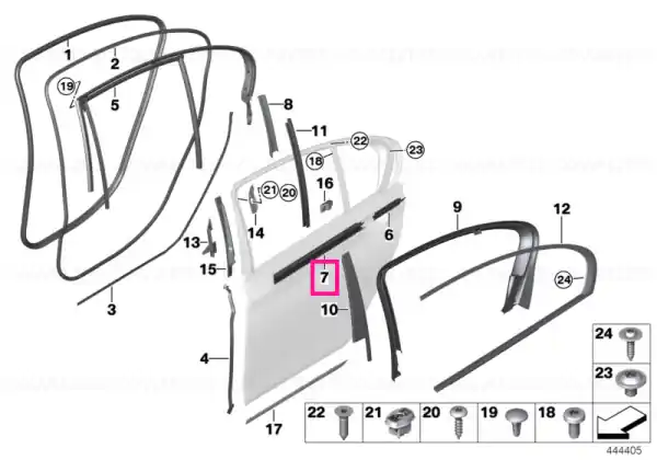 Window channel strip, long, inner right - BMW Premium