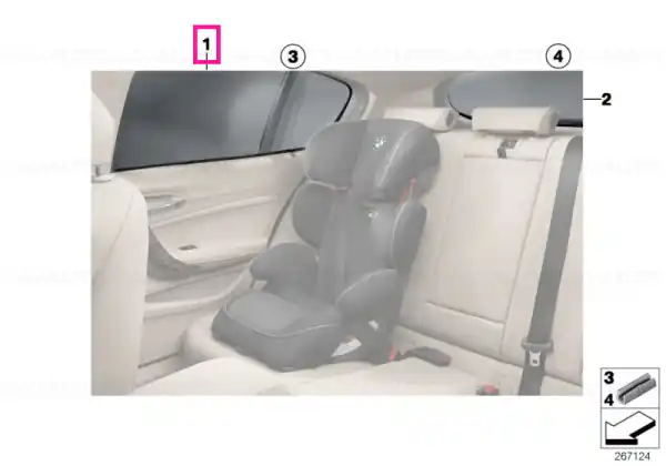 Sun visor, side window, rear SCHWARZ - BMW Mai ieftin