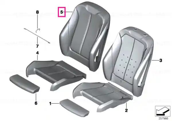 Capac spătar țesătură/Alcantara stânga ANTHRAZIT - BMW Chilipir