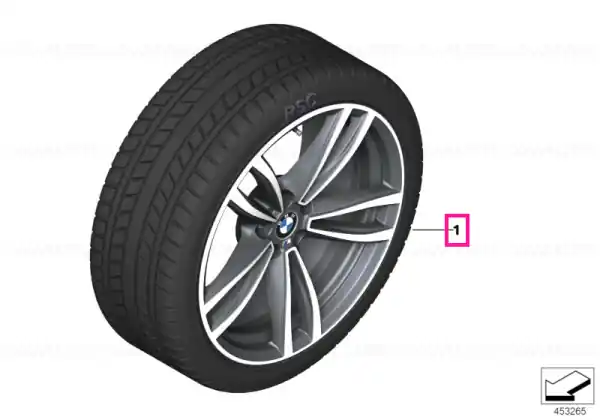 Roată completă de iarnă - M Double Spoke 647M (bright turned) cu anvelopa Bridgestone Blizzak LM-001 RFT - 245/45R19 102V XL - BMW Seria 7/6 GT G11/G12/G32 Cel mai bun preț