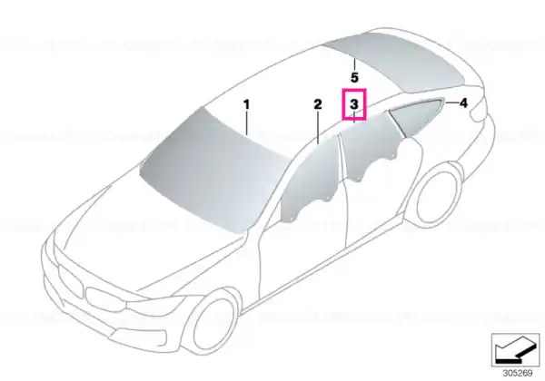 Plată securizată Door window, rear right SSG - BMW