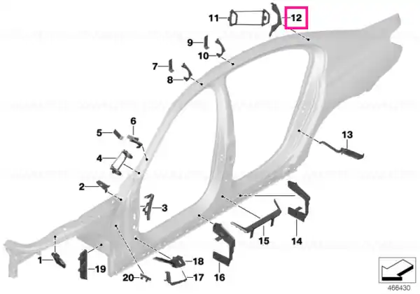 Reduceri Moulded part f column C, exterior left - BMW
