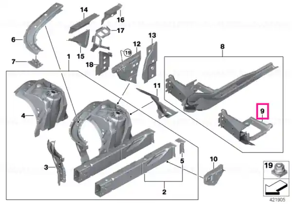 Joint, side frame, right - BMW Preț promoțional
